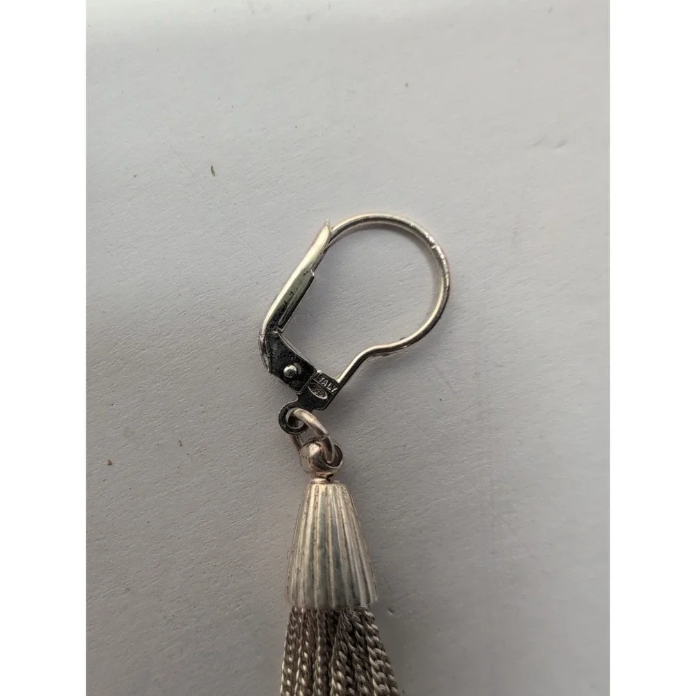 925 Sterling Silver Dangle Tassel Earrings